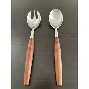 Dansk Fjord Jens Quistgaard Ducks MCM Teak Wood Stainless Salad Servers Germany